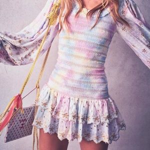 LoveShackFancy Celia Dress in Multi Tie Dye